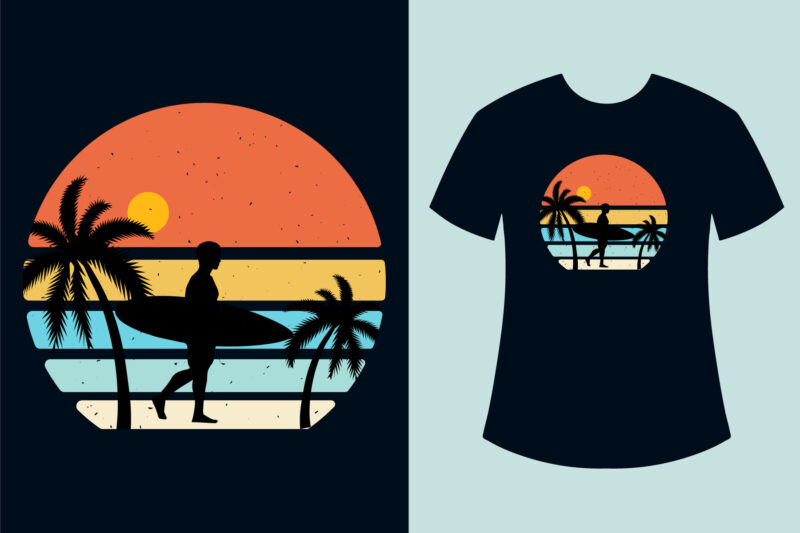 Retro Sunset Summer T Shirt Design bundle, Summer Retro Sunset T Shirt Design Bundle