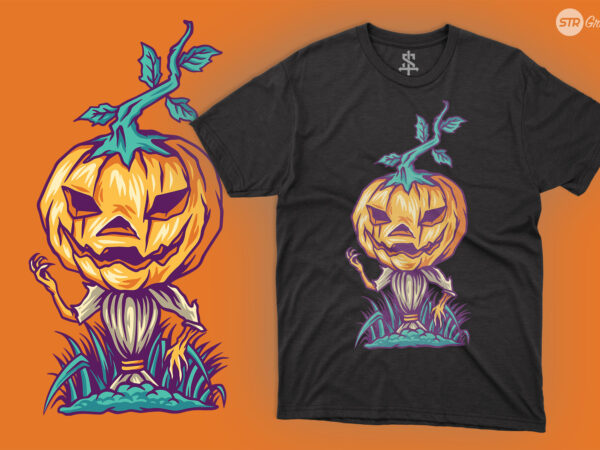 Scary halloween pumpkin – illustration t shirt template vector