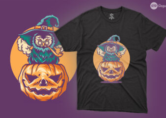 Halloween Owl Pumpkin – Illustration graphic t shirt