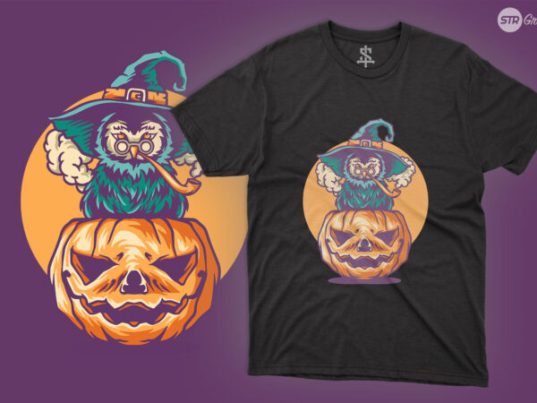 Halloween owl pumpkin – illustration graphic t shirt