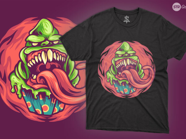 Slime monster ice cream – illustration t shirt template vector