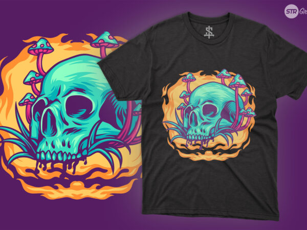 Moldy skull – illustration t shirt designs for sale