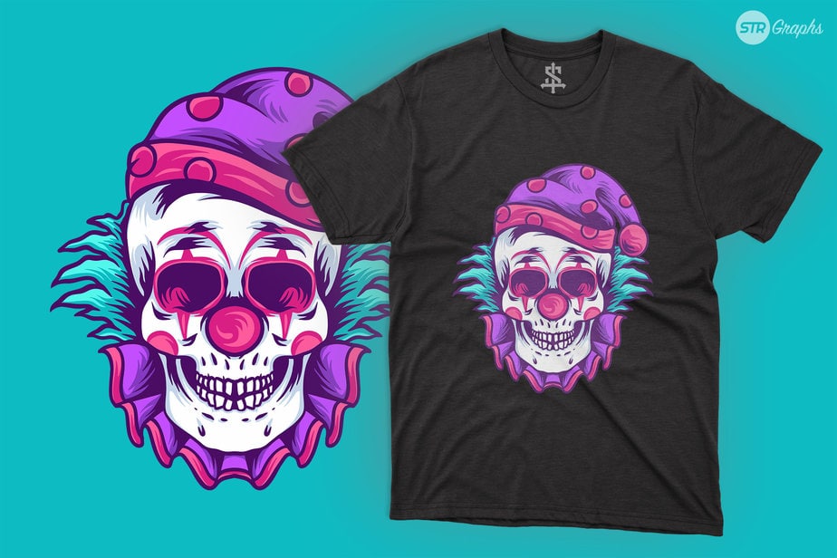 Skull Clown - Illustration - Buy t-shirt designs