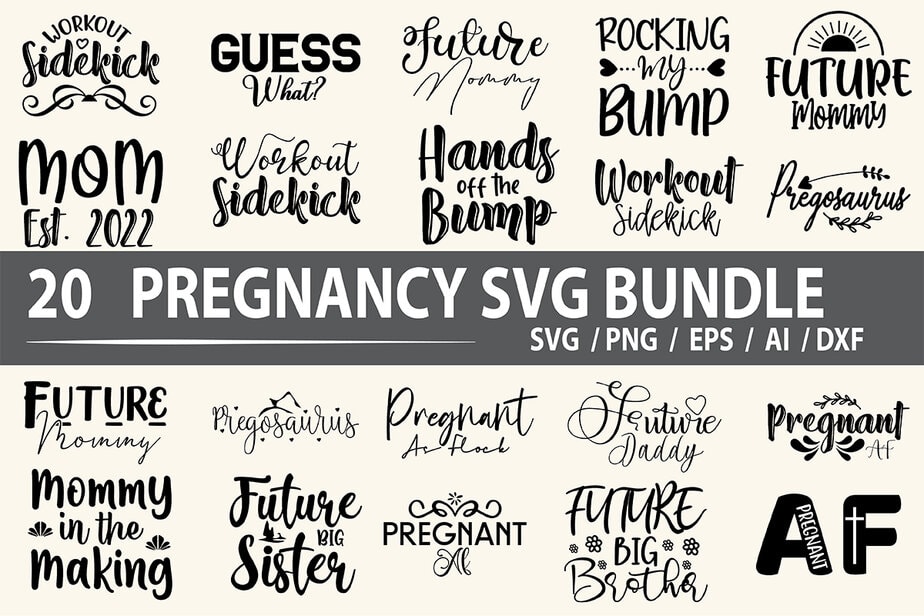 Pregnancy SVG Bundle  Funny Shirt Designs SVG (2626133)
