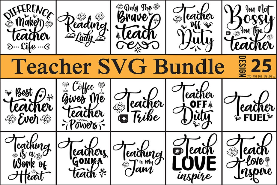 Teacher SVG Bundle - Buy t-shirt designs