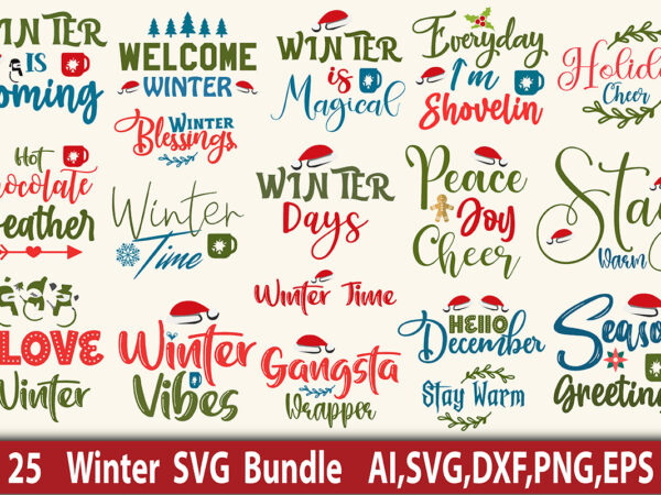 Winter svg bundle t shirt design for sale