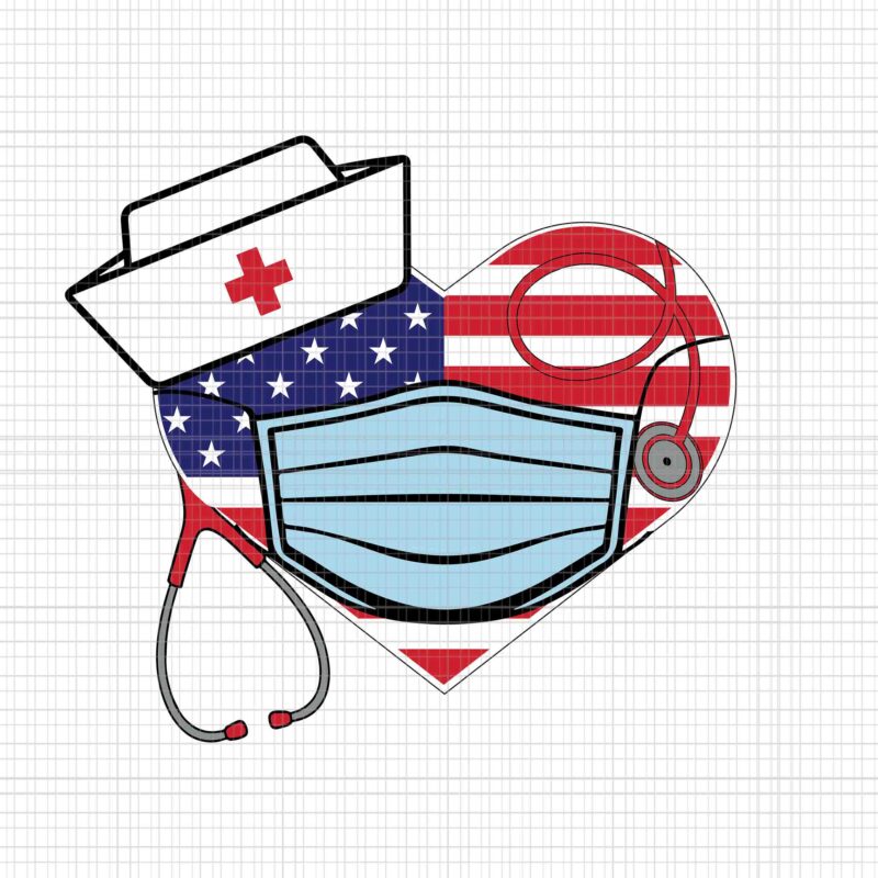 Nurse America Heart 4th Of July Nurse Svg, Nurse 4th Of July Svg, Heart 4th Of July Svg, Nurse Flag Svg