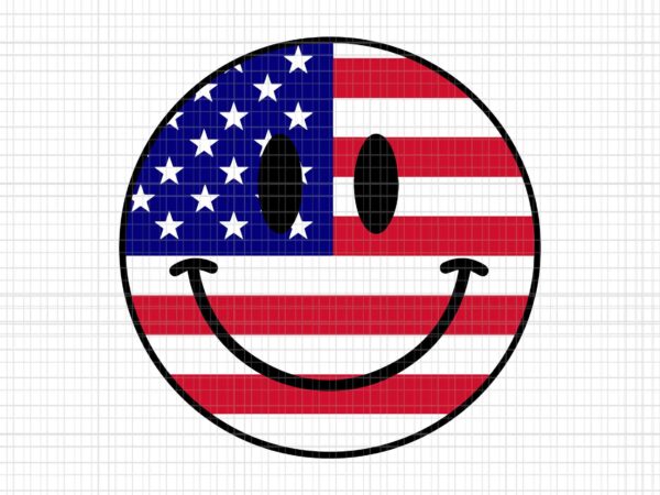 Smiley face american flag emoticon 4th of july svg, smiley face flag svg, 4th of july svg t shirt template vector