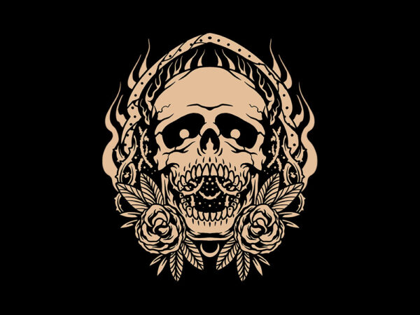 Black rose skull t shirt template