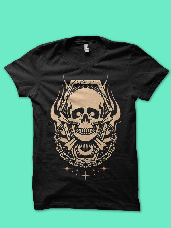 burning coffin skull