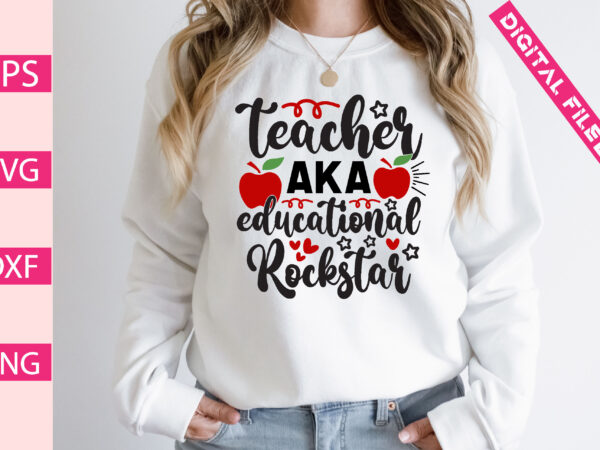 Teacher aka educational rockstar t shirt designs for sale