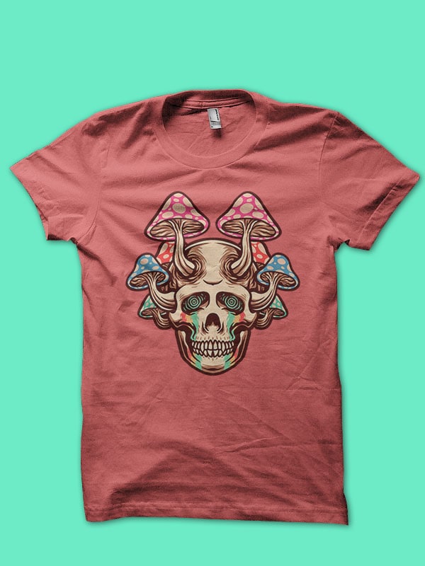 trippy skull mushroom