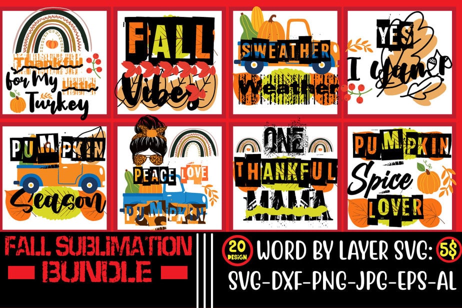 Fall sublimation bundle , fall t-shirt design bundle , Fall svg bundle