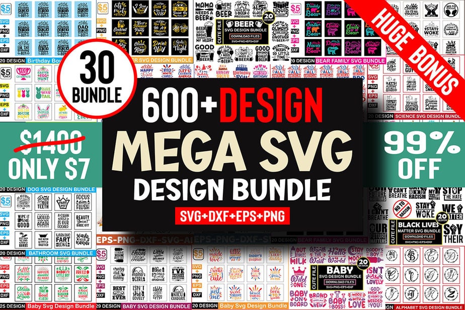 600+ Cool T-Shirt Designs Mega Bundle