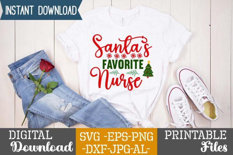 Santa's Favorite Nurse,Christmas svg bundle ,christmas t-shirt design bundle ,fall svg bundle