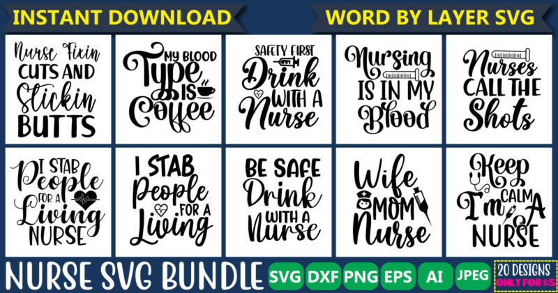 Nurse Svg Bundle, Nurse Quotes, Nurse Saying, Nurse Clipart, Nurse Life, Doctor Svg,se Superhero, Nurse Svg Heart, Nurse Life, Stethoscope, Cut Files For Cricut, Silhouette Nurse Svg File for Cricut,