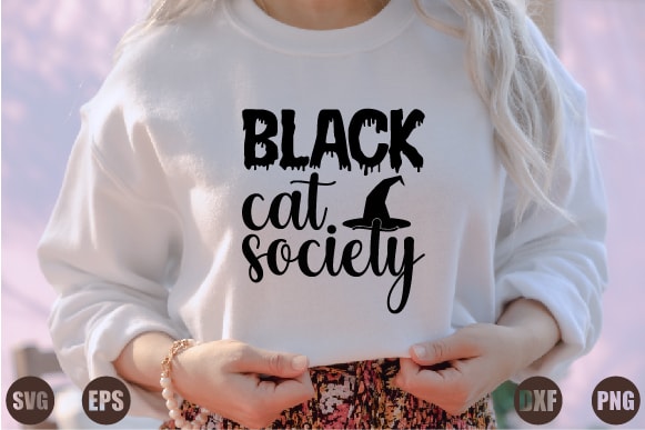 Black cat society t shirt template