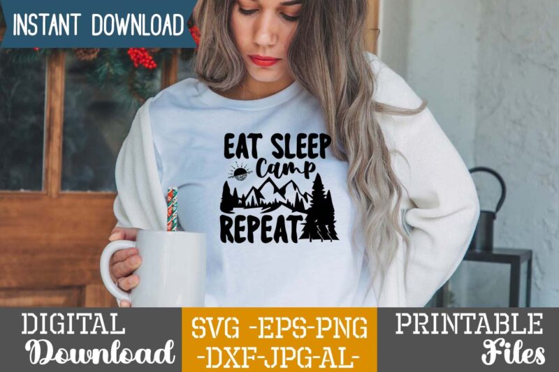 Eat Sleep Camp Repeat T-SHIRT Design