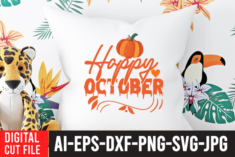 Happy October T-shirt Design, Fall T-Shirt Design Bundle , Fall SVG Bundle Quotes , Funny Fall SVG Bundle 20 Design , Fall svg bundle, autumn svg, hello fall svg, pumpkin