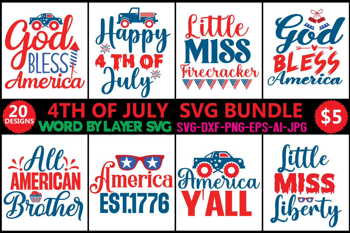 4th Of July Svg Bundle Svg, Cricut File, Usa Flag Svg, Independence Day 