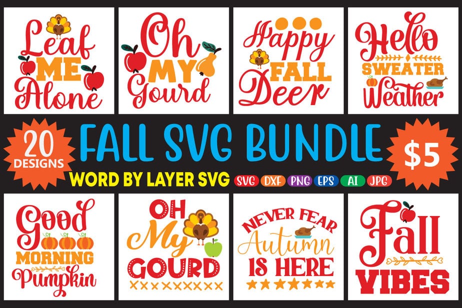 Fall SVG Bundle 20 t-shirt design,DXF, PNG jpeg, Fall Farmhouse Autumn ...