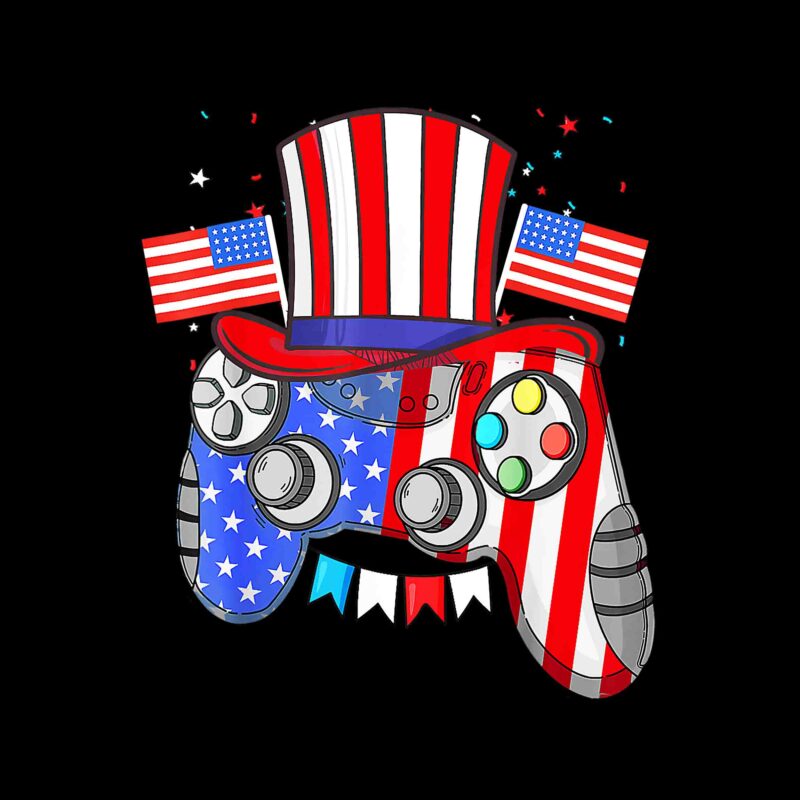 Controller 4th of July Gamer Png, Video games Flag Png, Game 4th Of July Png, Game Flag USA Png