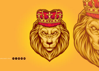 Classic elegant lion king crown illustrations