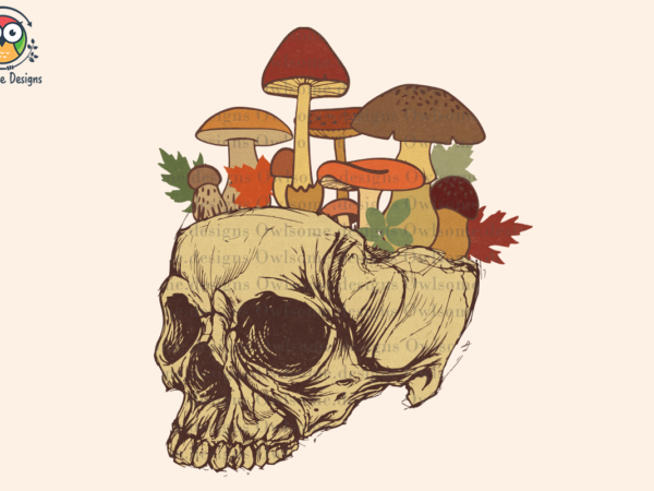 Skull mushroom sublimation t shirt template vector