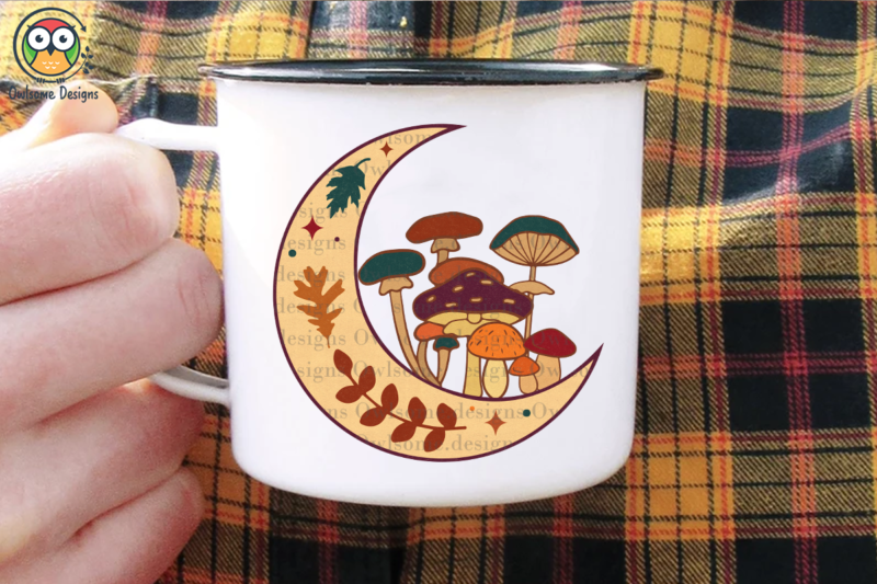 Moon mushroom Sublimation Design