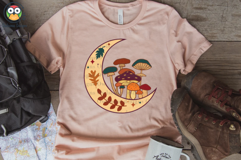 Moon mushroom Sublimation Design