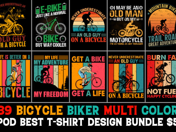 Bicycle biker t-shirt design bundle