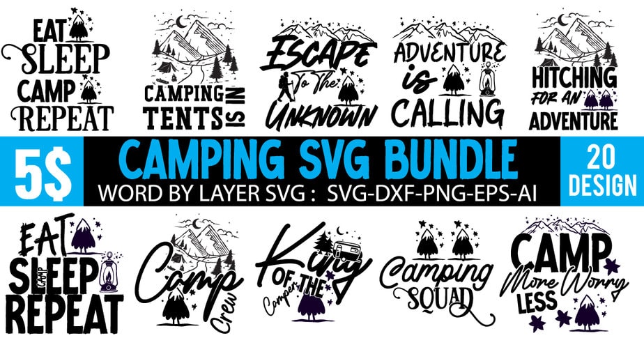 Camping SVG Bundle Camping 20 T Shirt Design Camping 120 T shirt 