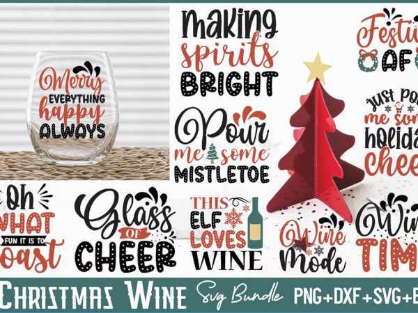 Christmas wine svg bundle t shirt vector file