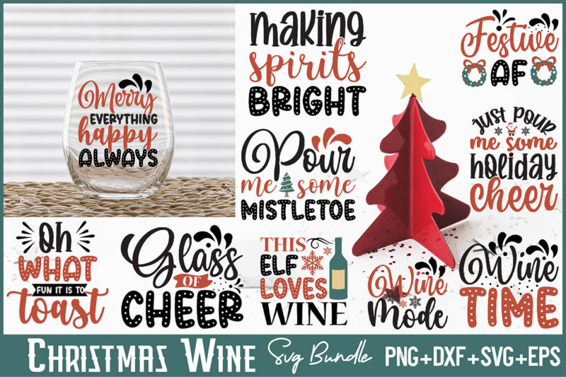 Christmas Wine Svg Bundle