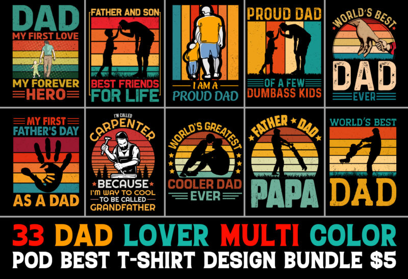 Dad Father Papa T-Shirt Design Bundle