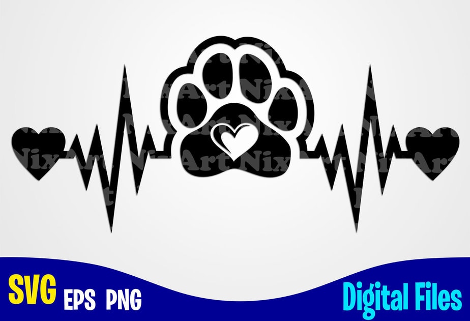 Heartbeat svg, png, Dog paw sublimation and cut design - Buy t-shirt ...