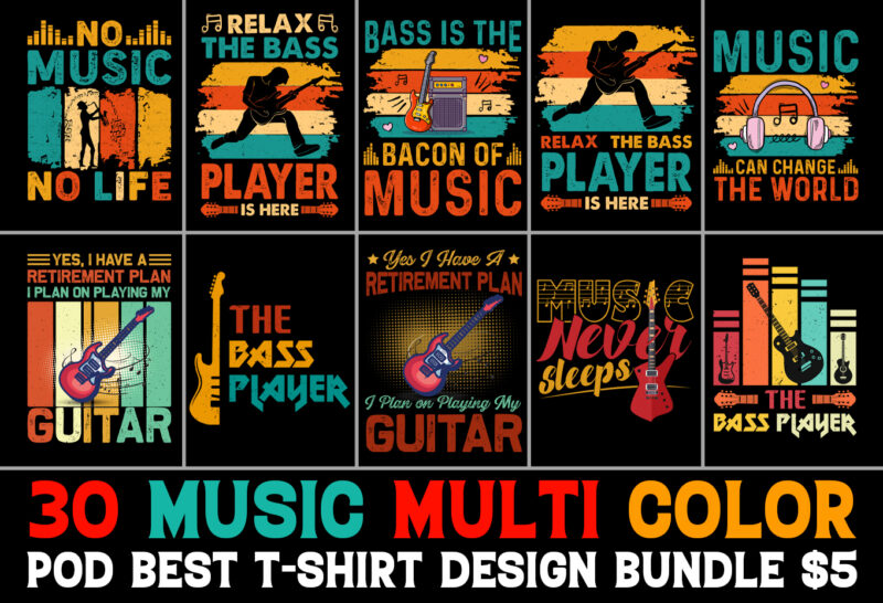 Music T-Shirt Design Bundle