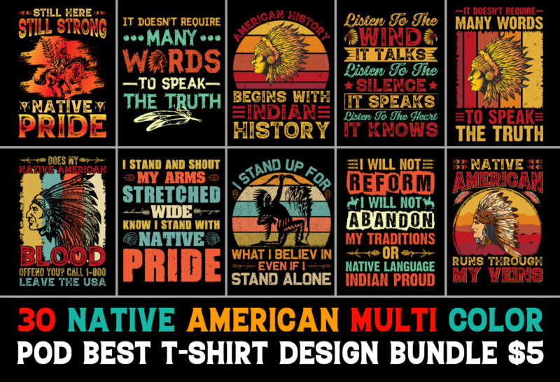 60 Native T-Shirt Design Bundle - Designerpick