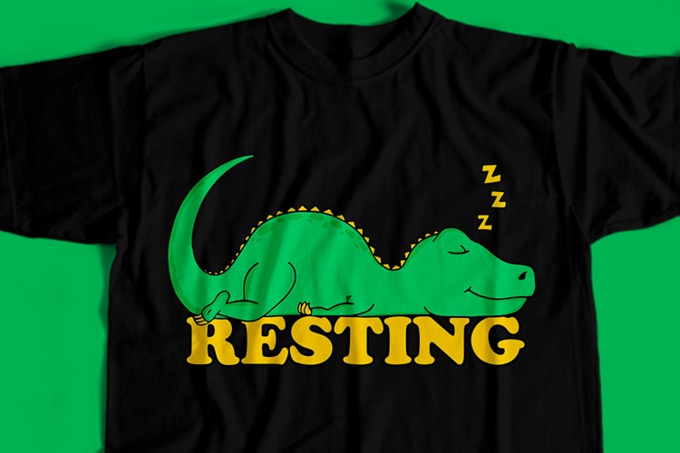 Resting Dino T-Shirt Design for Commercial Use