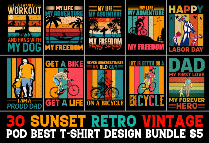 Retro Vintage T-Shirt Design Bundle