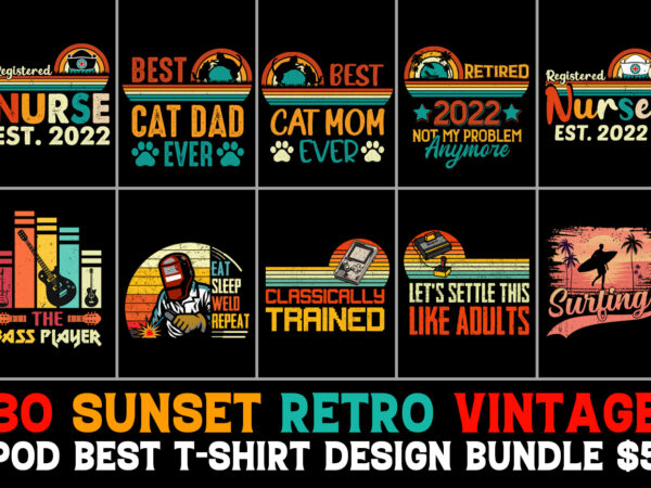 Retro vintage t-shirt design bundle