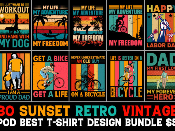 Retro vintage t-shirt design bundle