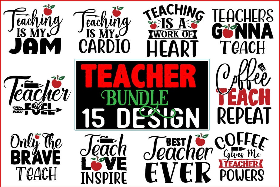 Teacher Svg T Shirt Design Bundle - Buy T-shirt Designs