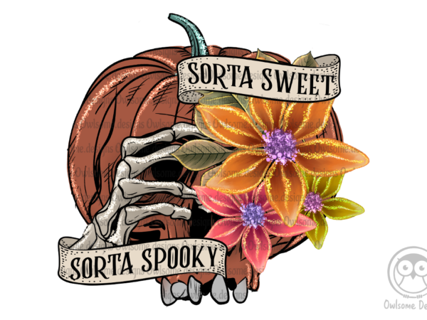 Sorta sweet sorta spooky sublimation t shirt template vector