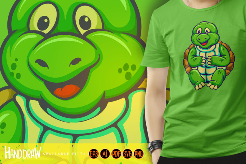 Cute sea turtle cartoon mascot illustrations