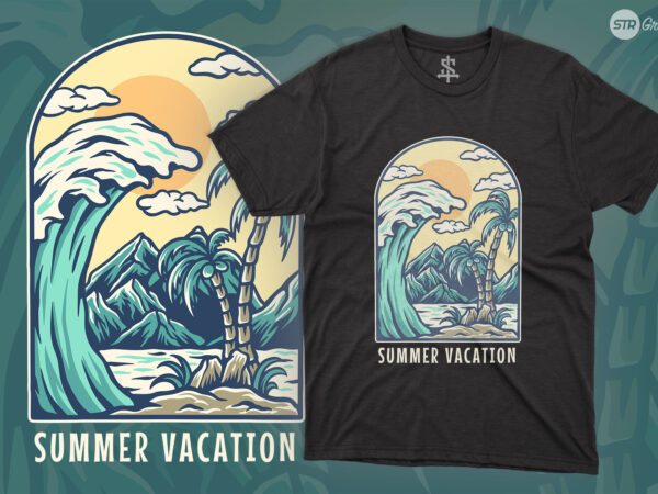 Beach summer vacation – illustration t shirt template