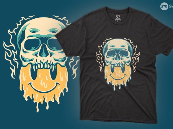 Skull and smile – illustration t shirt template vector