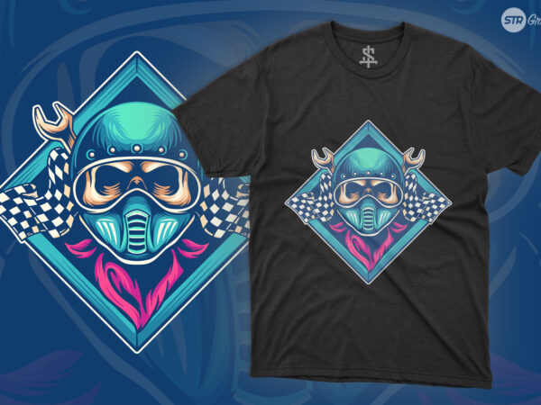 Rider with retro helmet – illustration t shirt design online