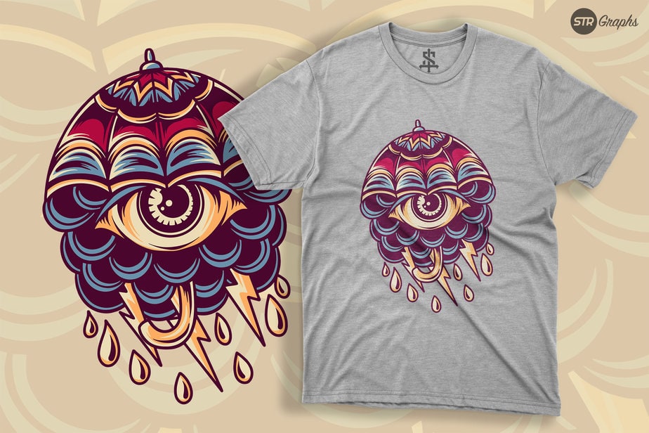 Eye Umbrella - Retro Illustration - Buy t-shirt designs