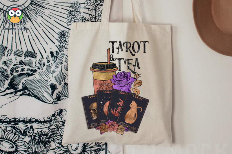 Tarot & Tea Sublimation Design